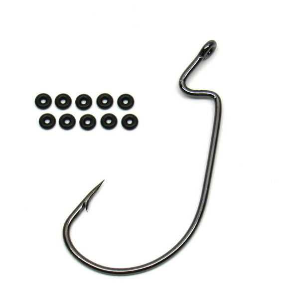 100 PCs High-carbon steel Worm offset Hook with Extra Wide Gap